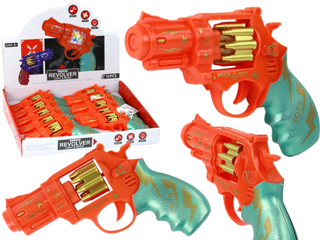 Pistolet Pomarańczowy Revolver Broń Dźwięki Światła 