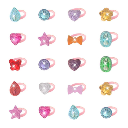 Zestaw Piękności Pierścionki Dla Dzieci Błyszczące Kolorowe 50 szt.