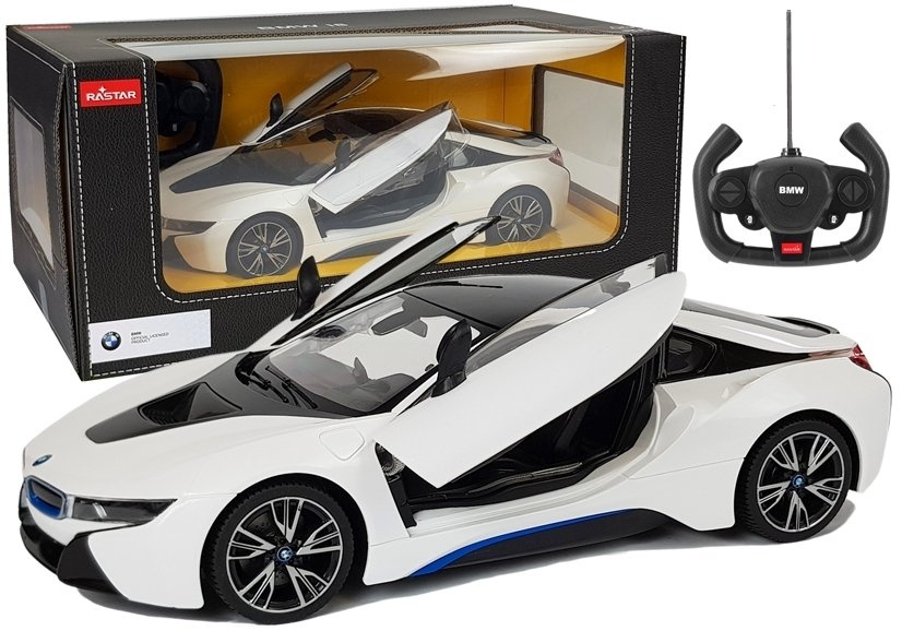 Auto R/C BMW i8 Rastar 1:14 Biały Drzwi Automatyczne - 6014