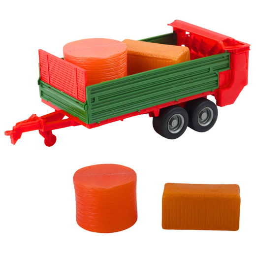 Traktor Rolniczy Farmerski Z Zieloną Przyczepą i Sianem Czerwony 62cm 