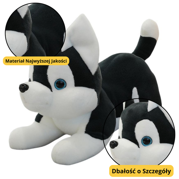 Pluszowa Maskotka Przytulanka Piesek Husky Czarno-Biały 30cm