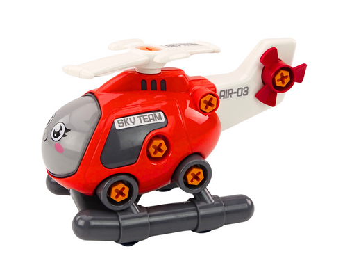 Helikopter Kreskówkowy Do Skręcania DIY Czerwony 