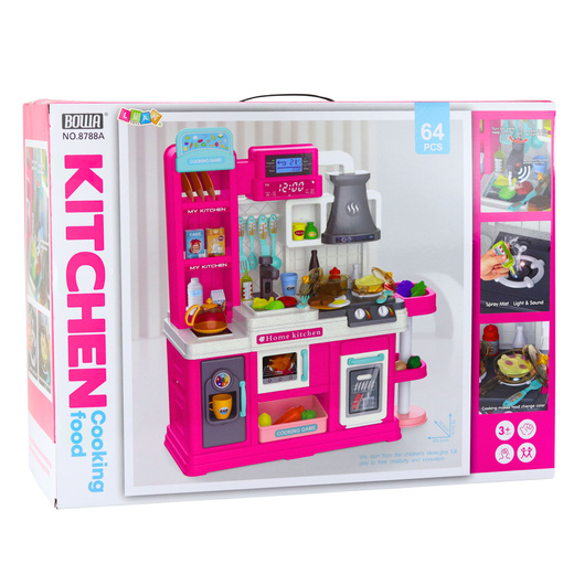 Kuchnia Dla Dzieci Obieg Wody Zmiana Koloru Żywności Para Różowa 64 el. 