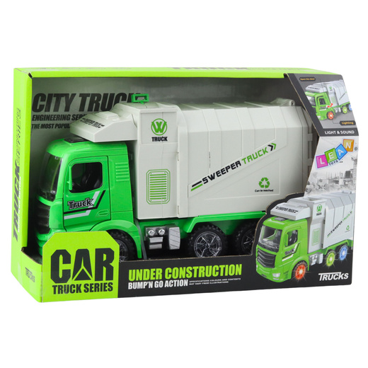 Ciężarówka Śmieciarka Miejska Światła Dźwięki Zielona