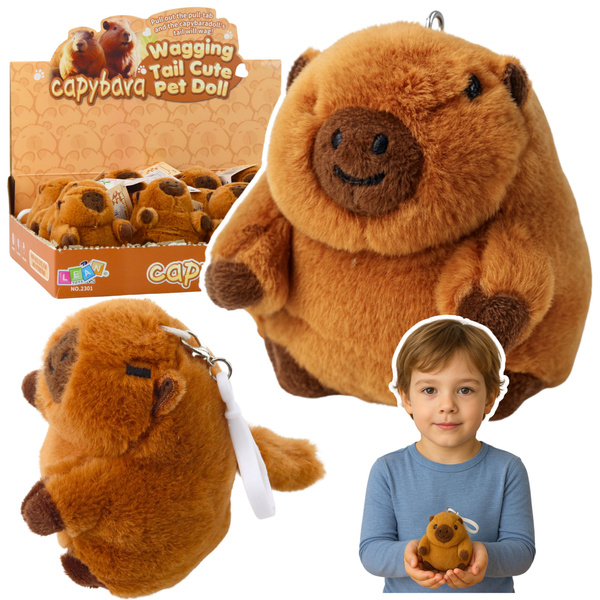 Pluszowa Kapibara Z Kręcącym Ogonkiem Brelok 9 x 8 cm