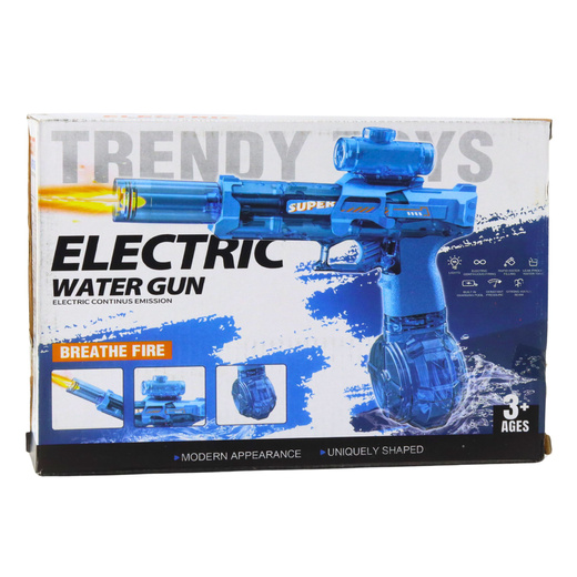 Elektryczny Pistolet Broń na Wodę Akumulator Światła Niebieski 
