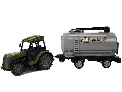  Zielony Traktor z Przyczepą Cysterna Na Mleko Zdalnie Sterowany 2.4G 