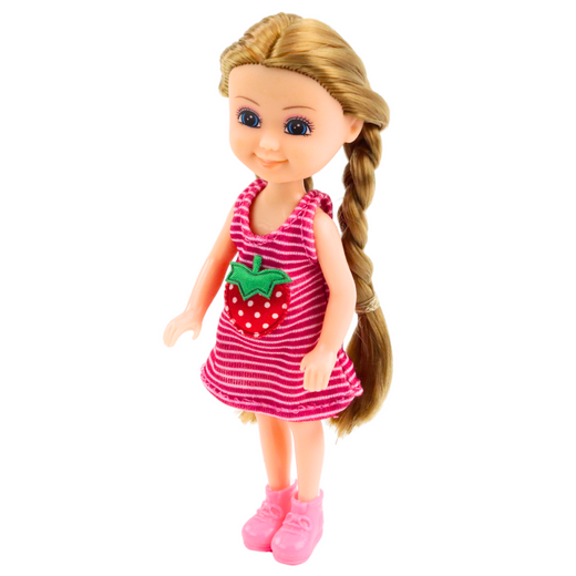 Mini Lalka Z Akcesoriami Wózek Kotki Zestaw Laleczka Różowa 