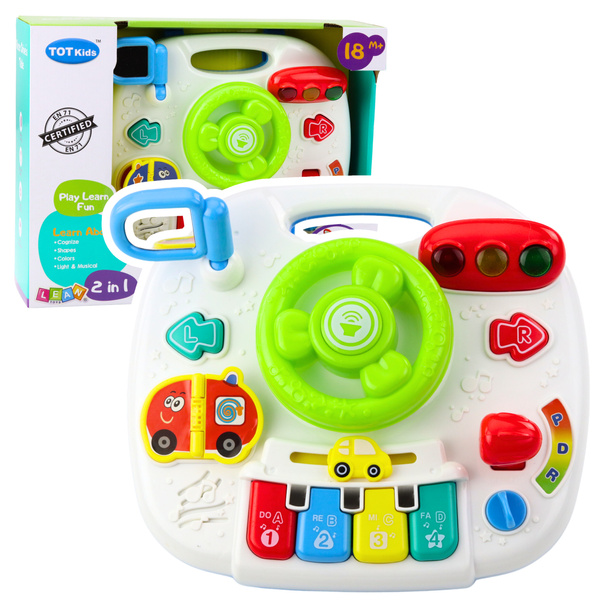 Panel Stolik Interaktywny Edukacyjny Kierownica 2w1 Światła Dźwięki 