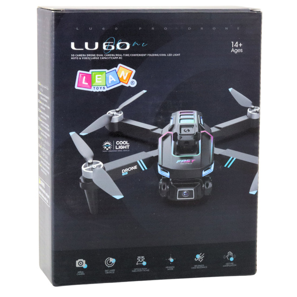 Dron LU60 Podwójna Kamera HD Światła LED Aplikacja Czarny 