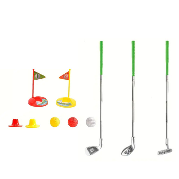 Zestaw Golfowy Dla Dzieci Kije Piłeczki Flagi Podstawki 48el