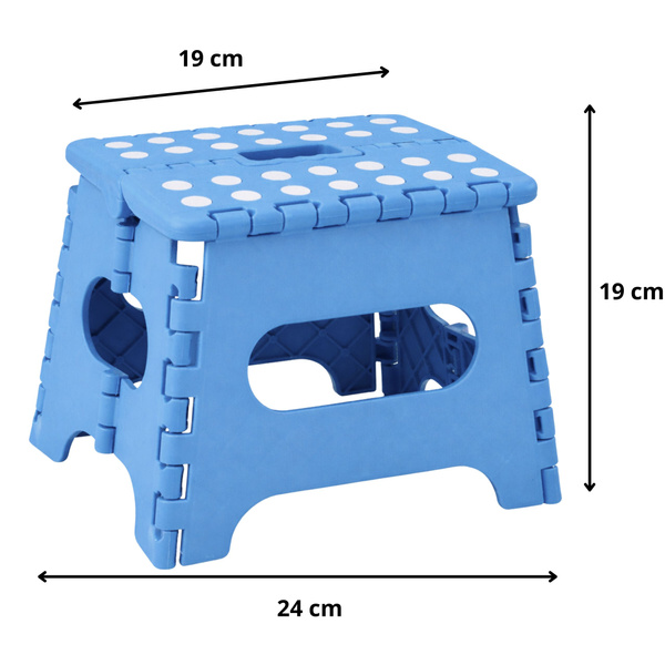Stołek Składany Podnóżek Stopień Taboret Antypoślizgowy Niebieski 24x19 cm 