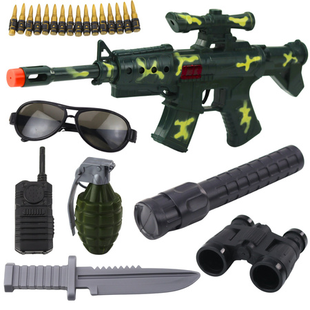 Zestaw Karabin Wojskowy Z Karabinem Akcesoria Dźwięk Strzału Khaki
