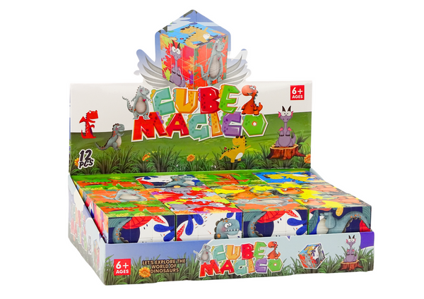Magiczna Kostka Układanka Edukacyjna Dinozaury Puzzle Gra Logiczna 