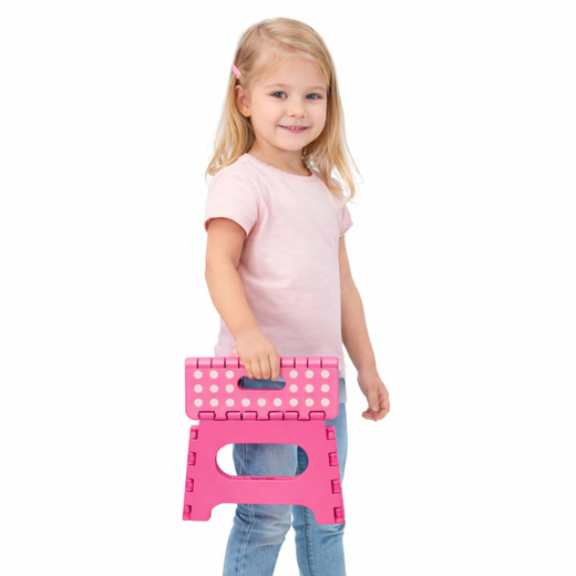 Stołek Składany Podnóżek Stopień Taboret Antypoślizgowy Różowy 24 x 19 cm