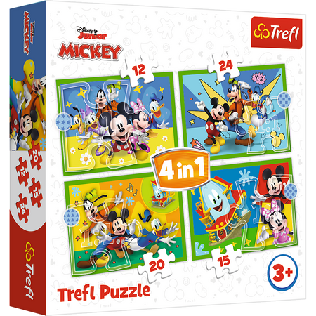 Puzzle - "4w1 (12, 15, 20, 24)" - Wśród przyjaciół Myszka Miki Trefl 34616