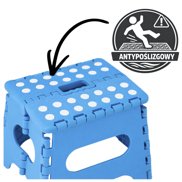 Stołek Składany Podnóżek Stopień Taboret Antypoślizgowy Niebieski 24x19 cm 