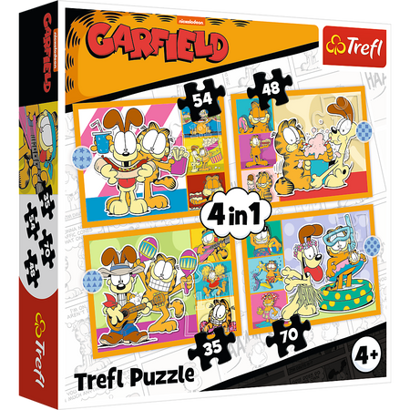 Puzzle - 4w1 (35, 48, 54, 70) - Garfield Kocha lasanię - Trefl 34673