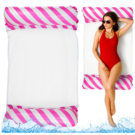 Dmuchany Hamak Wodny Materac Leżak Biało-Różowy 120x70cm