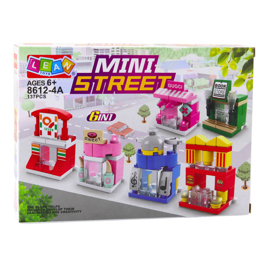 Klocki Konstrukcyjne Mini Street 6w1 Miasteczko Sklepy Budynki 137 el.