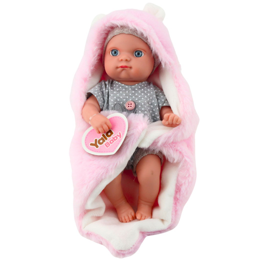 Lalka Bobas W Szarej Piżamce Z Kocykiem Króliczkiem Różowy 23cm 