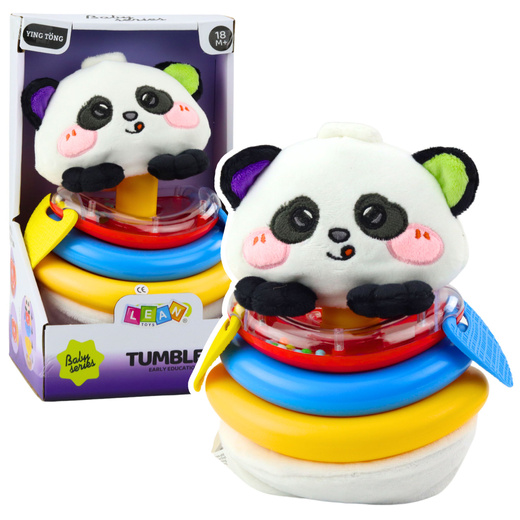 Zabawka Sensoryczna Tumbler Panda Piramidka Bujana Gryzaki Grzechotka 