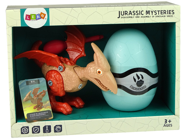Zestaw Dinozaur Pterodaktyl z Jajkiem DIY Śrubokręt Czerwony 