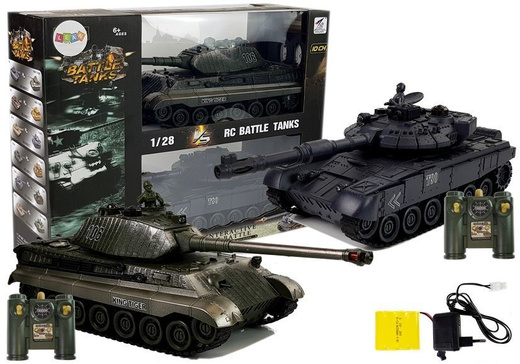 Zestaw Czołgów Bitewnych Zdalnie Sterowane R/C 1:28 Zielony i Czarny 