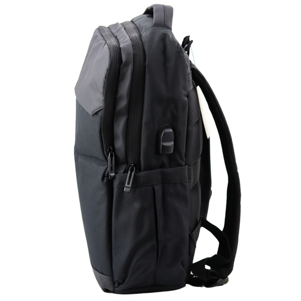 Plecak Miejski Biznesowy USB Kieszeń na Laptopa Czarny 16L 45cm