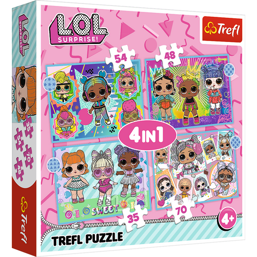 Puzzle - 4w1 (35, 48, 54, 70) - Poznaj laleczki - LOL Surprise! - Trefl 34613