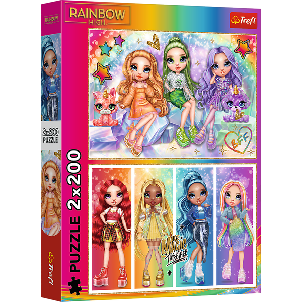 Puzzle - 2x200 - Tęczowe lalki - Rainbow high - Trefl 13335