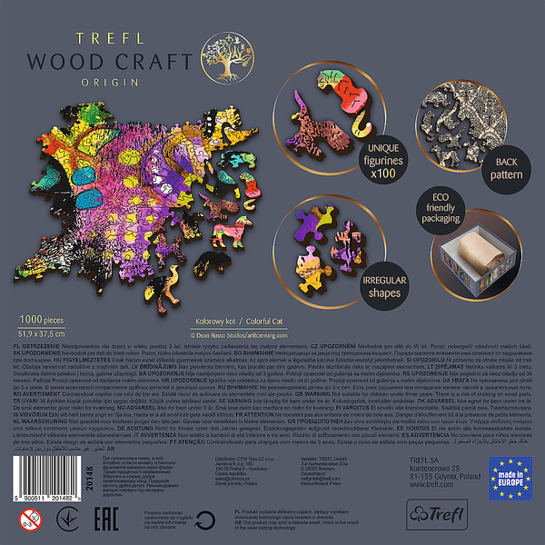 1000 Puzzle Drewniane - Kolorowy kot 20148