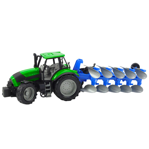 Traktor Rolniczy Farmerski Z Pługiem Napęd Zielony 50cm 