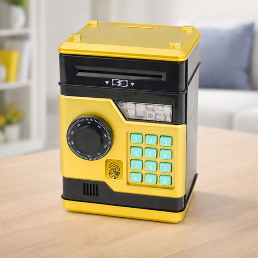Bankomat Sejf Elektroniczny Skarbonka Światła Dźwięki Kod PIN Złoty 