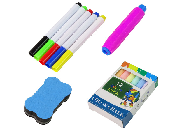 Tablica Edukacyjna 2 w 1 Niebieska Kredy Pisaki 