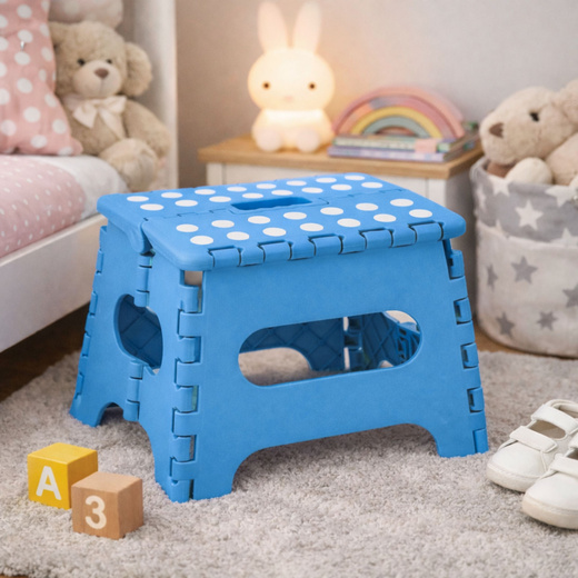 Stołek Składany Podnóżek Stopień Taboret Antypoślizgowy Niebieski 24x19 cm 