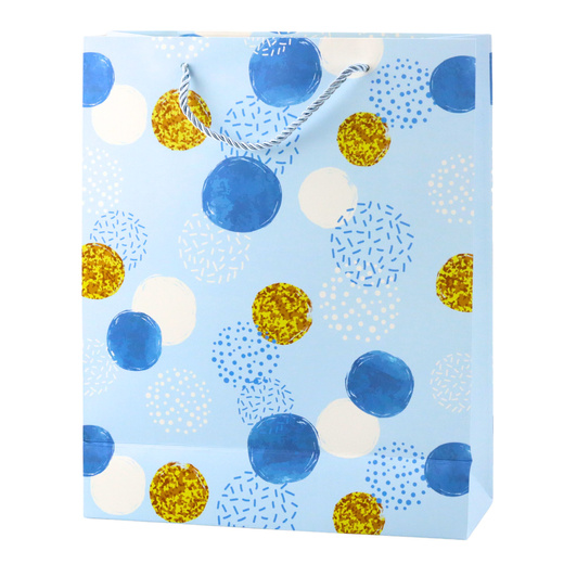 Torba Prezentowa Wzór Złote Kropki Pastelowa  32 × 26 × 10 cm