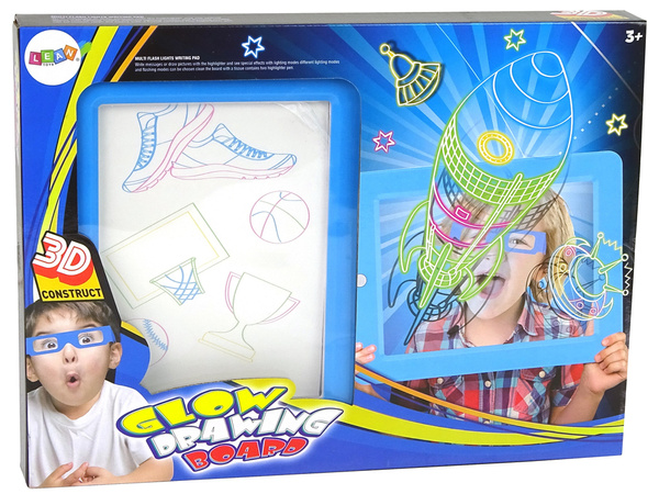 Magiczna Podświetlana Tablica 3D Okulary Niebieska 