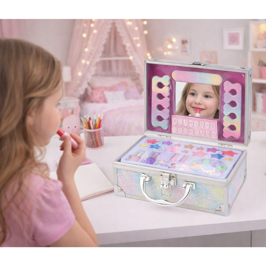 Zestaw Piękności Brokatowy Kuferek Kosmetyki Do Paznokci Makijażu Syrenka