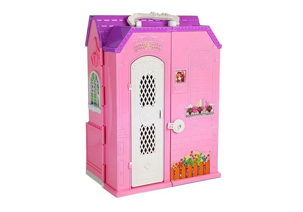 Domek dla Lalek Garderoba Szafa Lusterko na Baterie w Walizce 