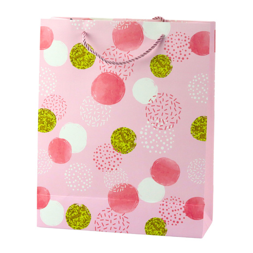 Torba Prezentowa Wzór Złote Kropki Pastelowa  32 × 26 × 10 cm