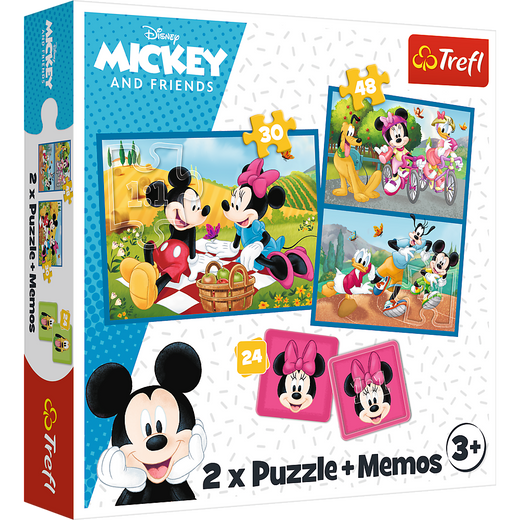 Puzzle + MEMOS - 2w1 (30,48) - Poznaj bohaterów Disney - Myszka Miki - Trefl 93344