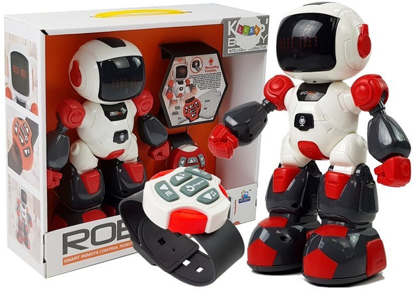 Robot Zdalnie Sterowany Zegarkiem na Podczerwień  Dźwięk Światła Nagrywanie Czerwony 