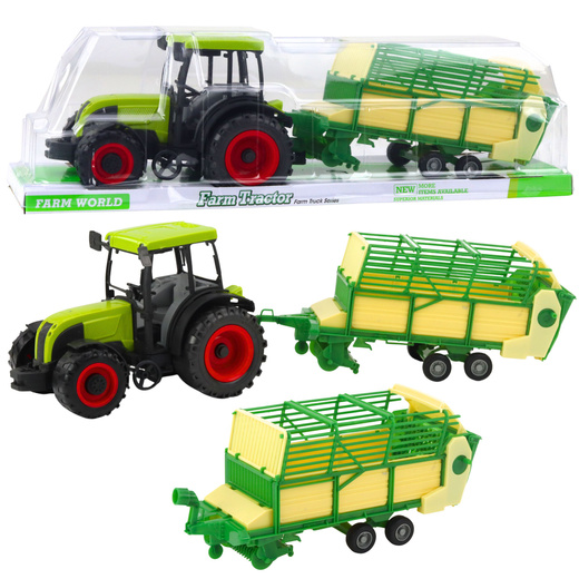 Traktor Rolniczy Farmerski Z Zielono-Żółtą Przyczepą Zielony 50cm 