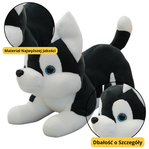 Pluszowa Maskotka Przytulanka Piesek Husky Czarno-Biały 30cm