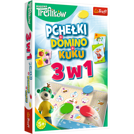 Gra rodzinna Rodzina Treflików 3w1 Domino Pchełki Kuku Trefliki Trefl 01921