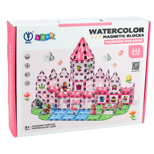 Klocki Magnetyczne Z Figurkami Pigmenty Karty Do Malowania Różowe 142 el. 