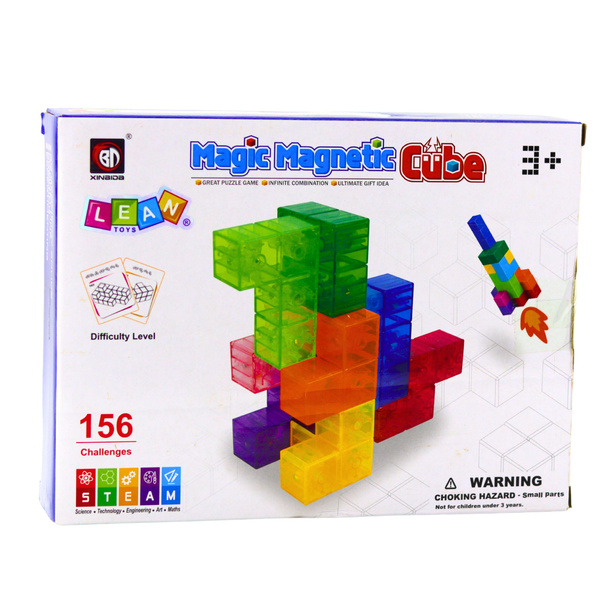 Klocki Magnetyczne Układanka Magic Cube 156 Kart Z Wyzwaniami 9 el. 