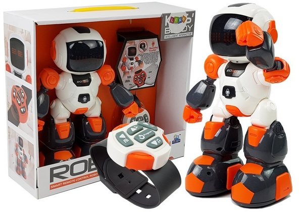 Robot Zdalnie Sterowany Zegarkiem na Podczerwień  Dźwięk Światła Nagrywanie Pomarańczowy 