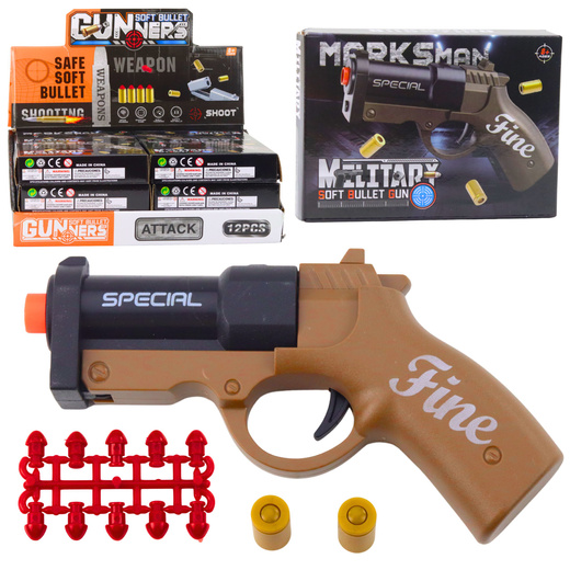 Mini Pistolet Broń Na Naboje I Łuski Czarno-Brązowy 13,5 cm 